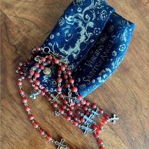 Virgins Saints & Angels Long Red Bead Necklace